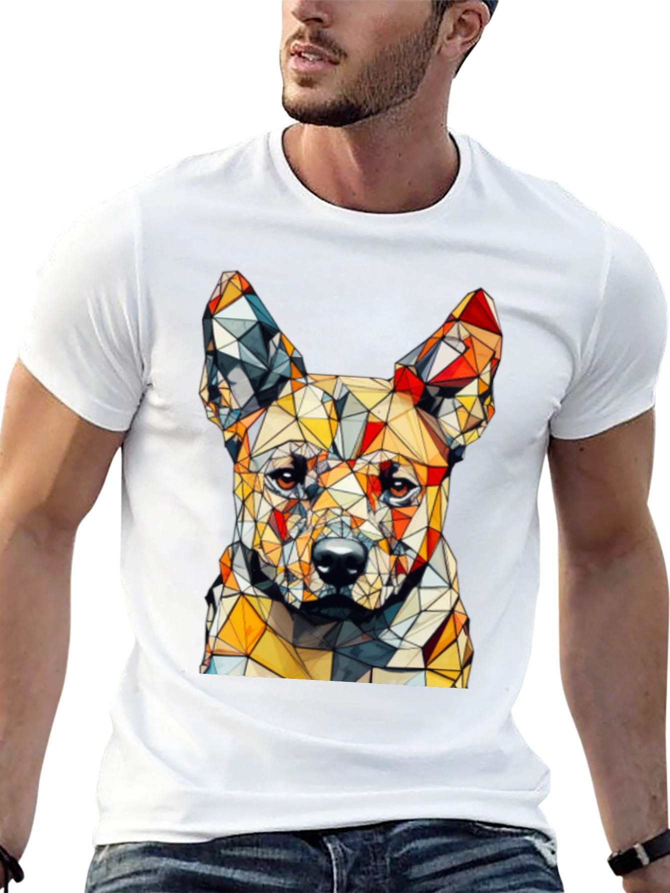 Geometric Dog Graphic T-Shirt