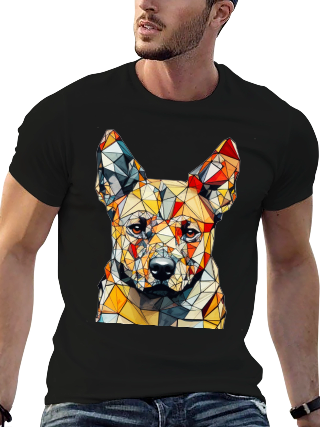 Geometric Dog Graphic T-Shirt