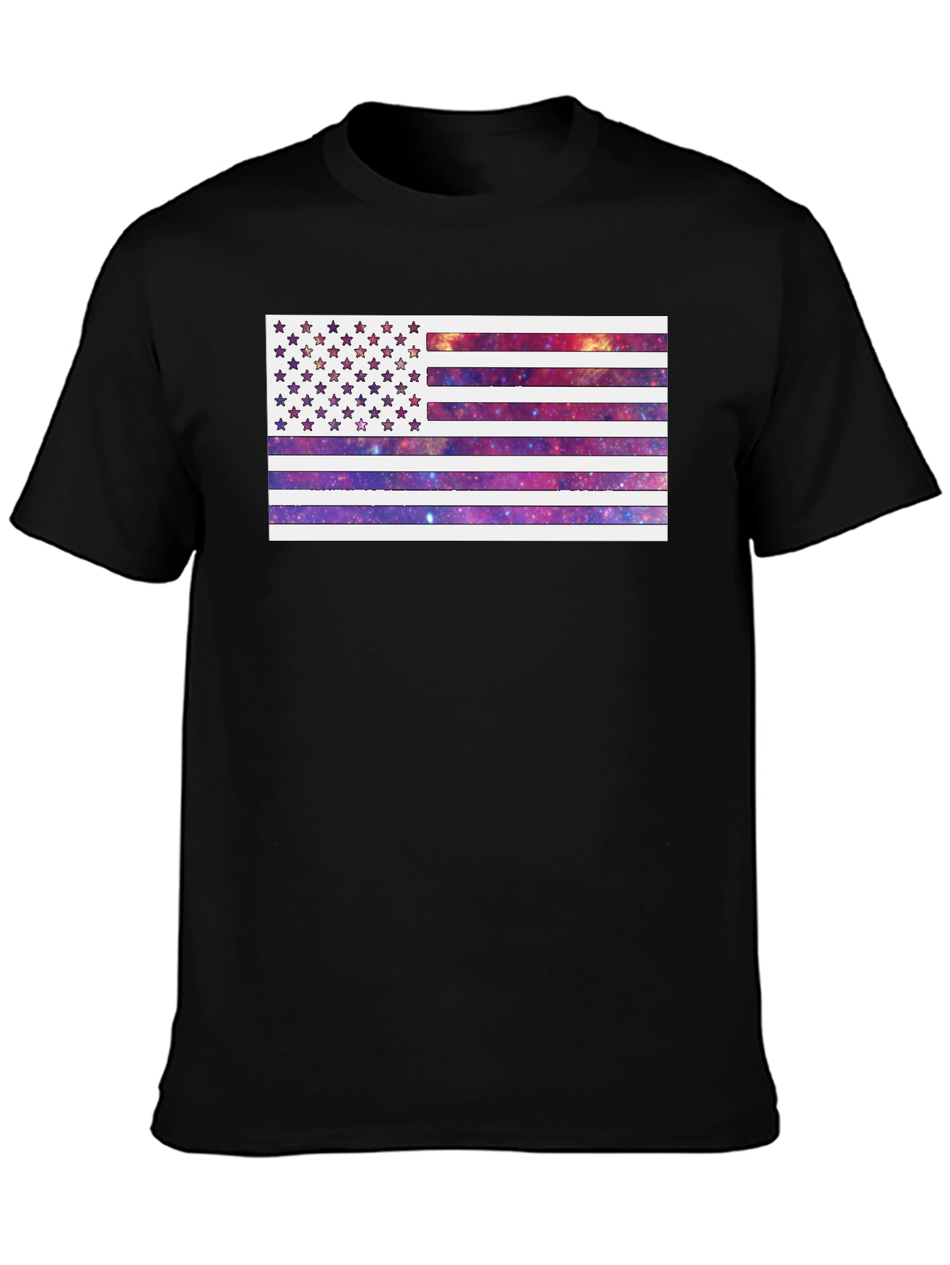 Galaxy American Flag Graphic Tee - Black