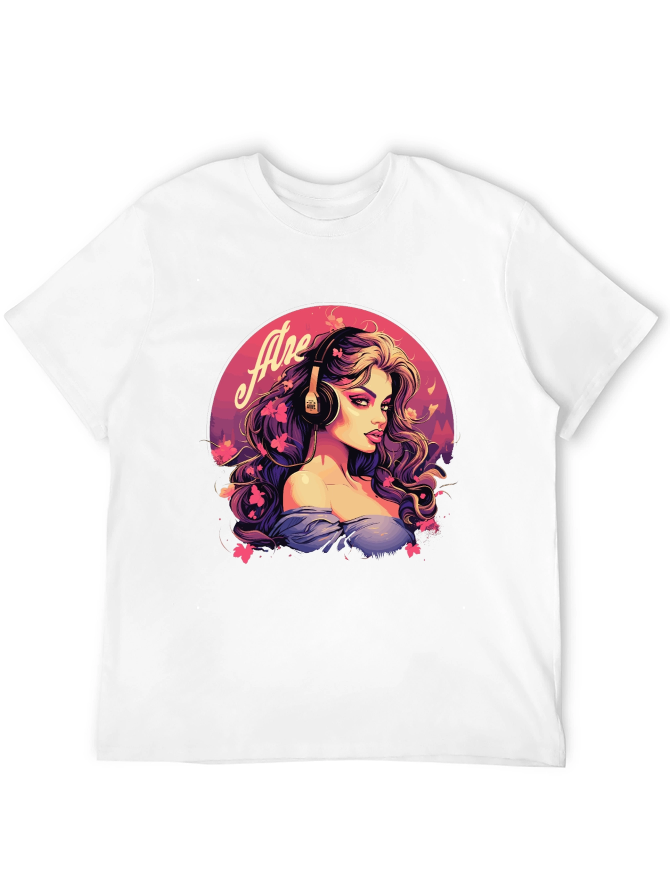 Headphone Girl Black T-Shirt