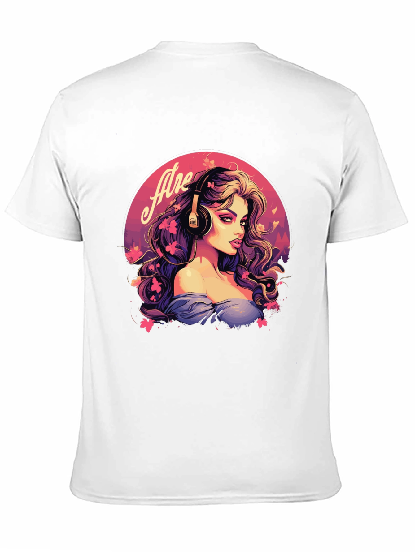 Headphone Girl Black T-Shirt