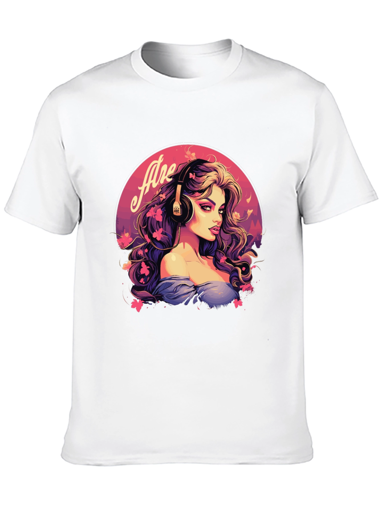 Headphone Girl Black T-Shirt