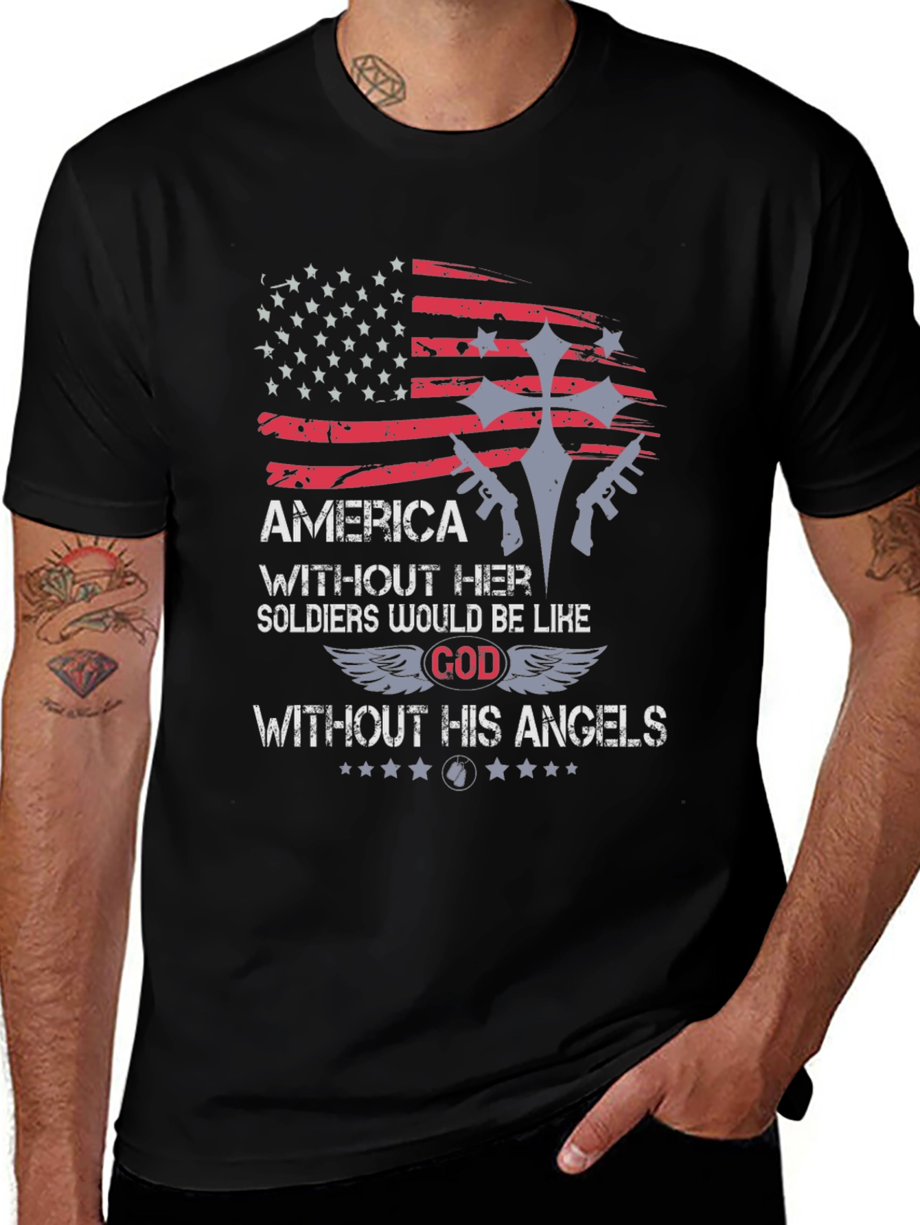 America Soldier God Angels Graphic T-Shirt