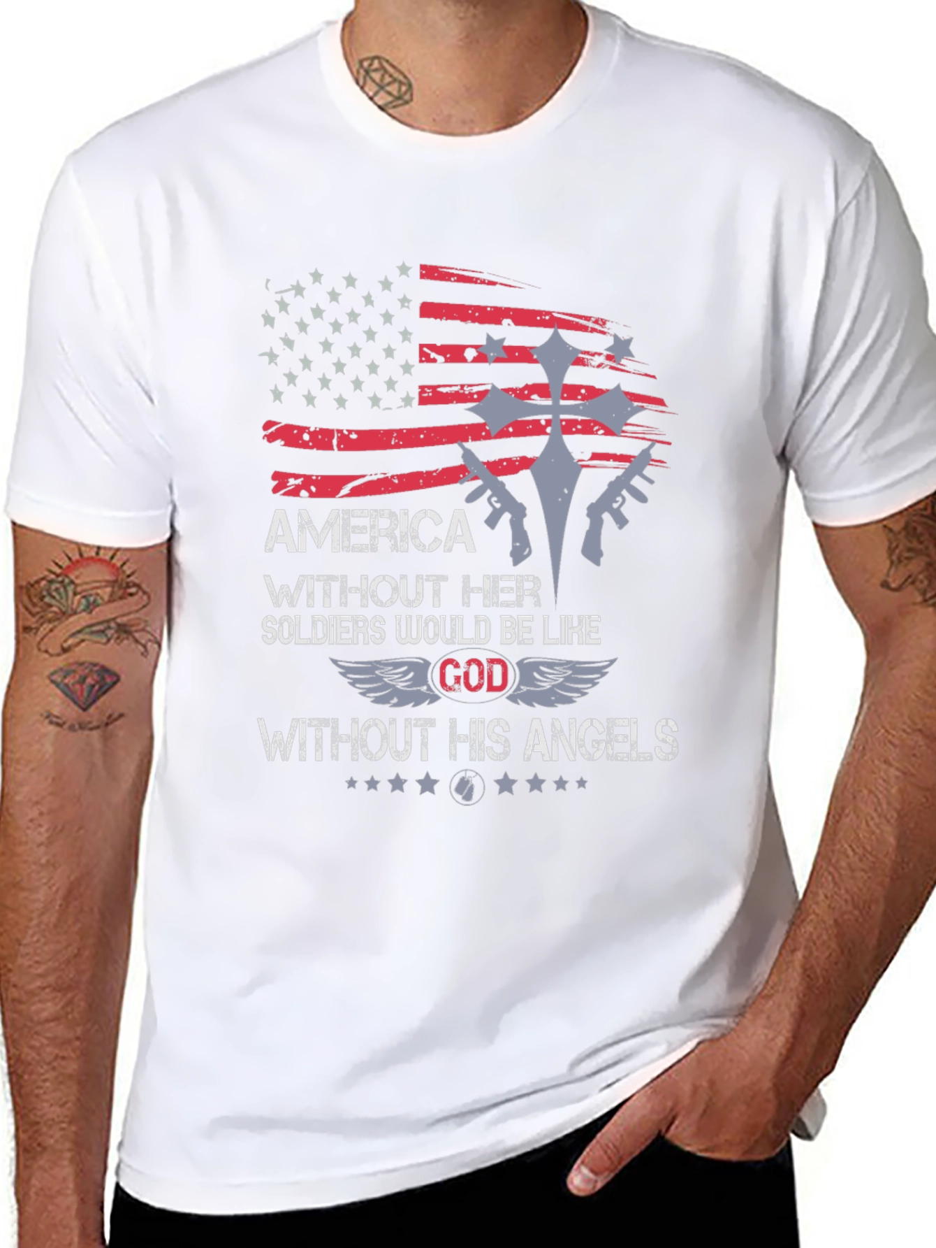 America Soldier God Angels Graphic T-Shirt