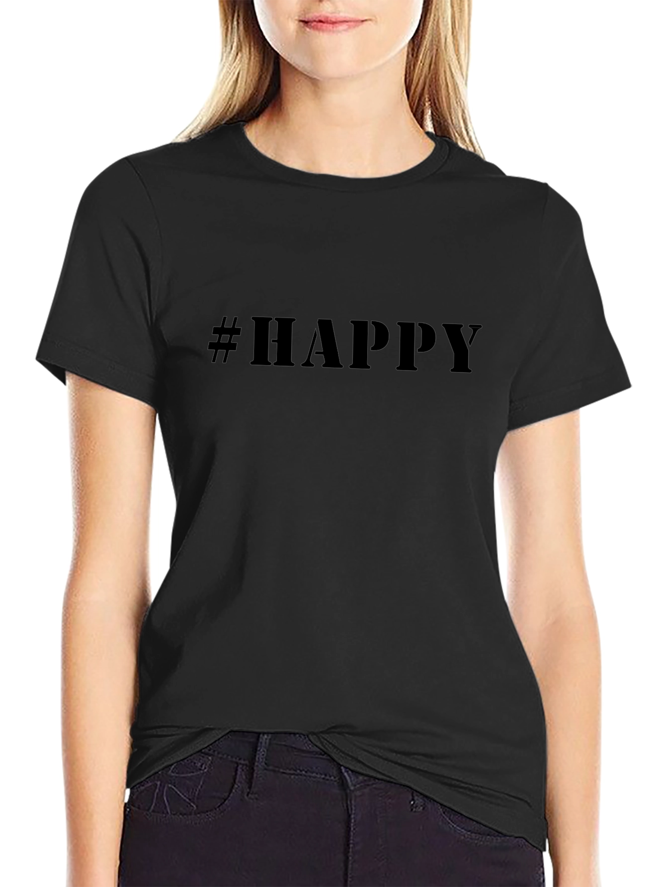 #Happy Graphic Tee - Unisex Black T-Shirt