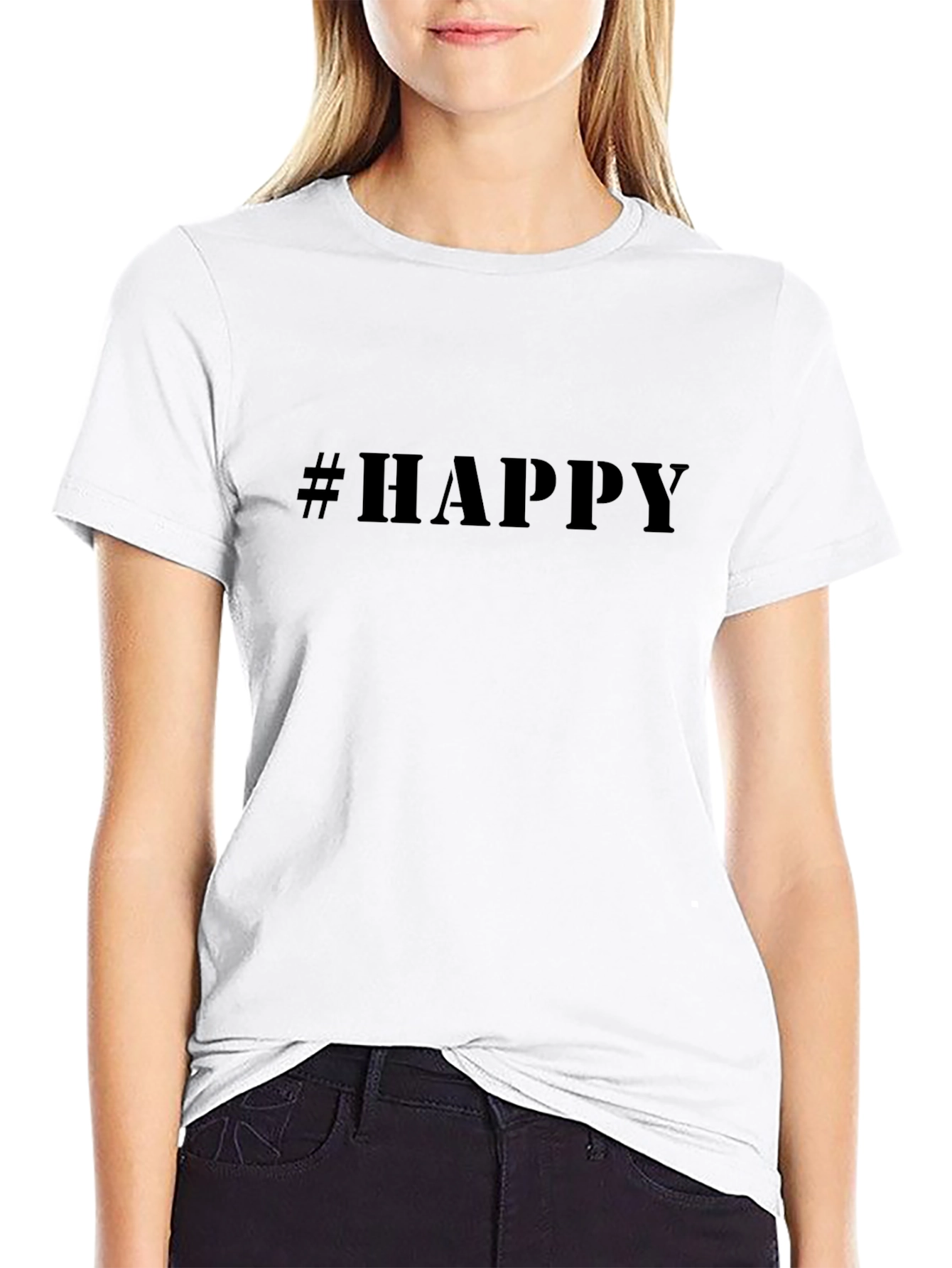 #Happy Graphic Tee - Unisex Black T-Shirt