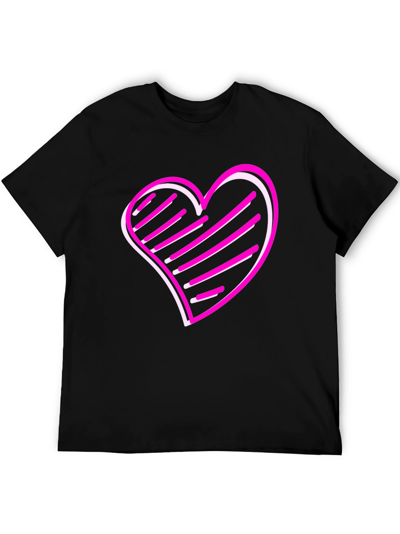 Heart Graphic Print Black T-Shirt