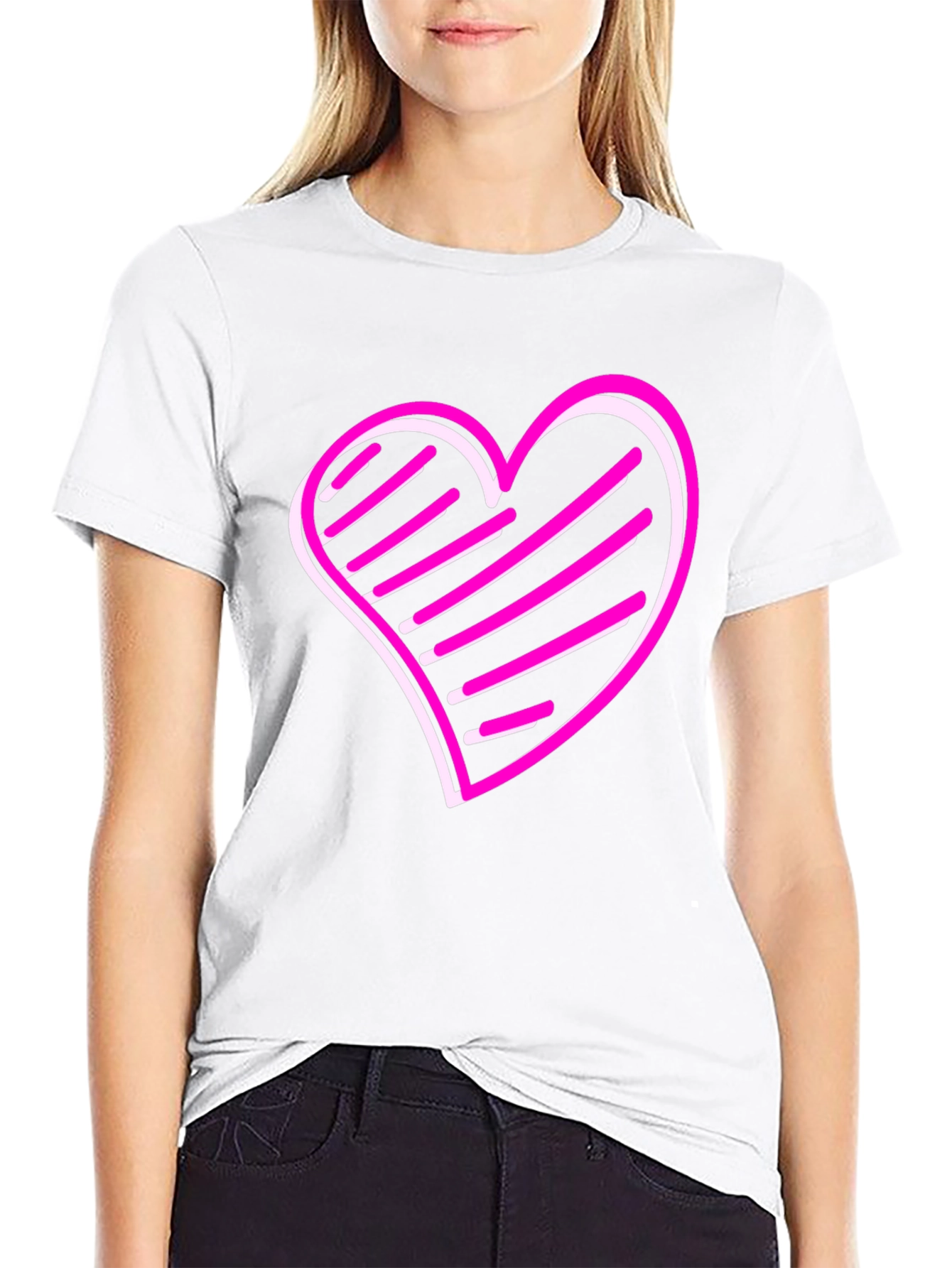 Heart Graphic Print Black T-Shirt