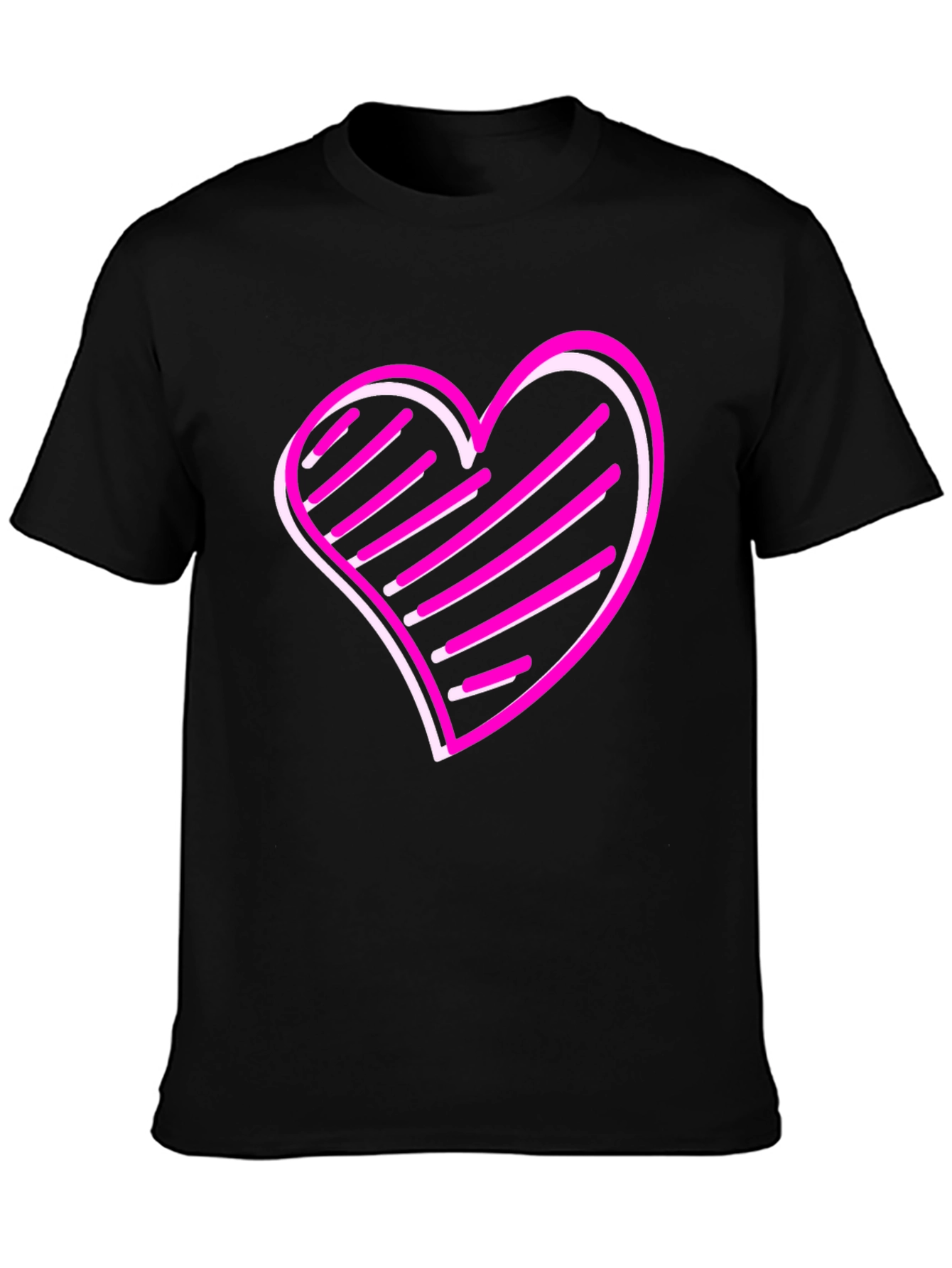 Heart Graphic Print Black T-Shirt