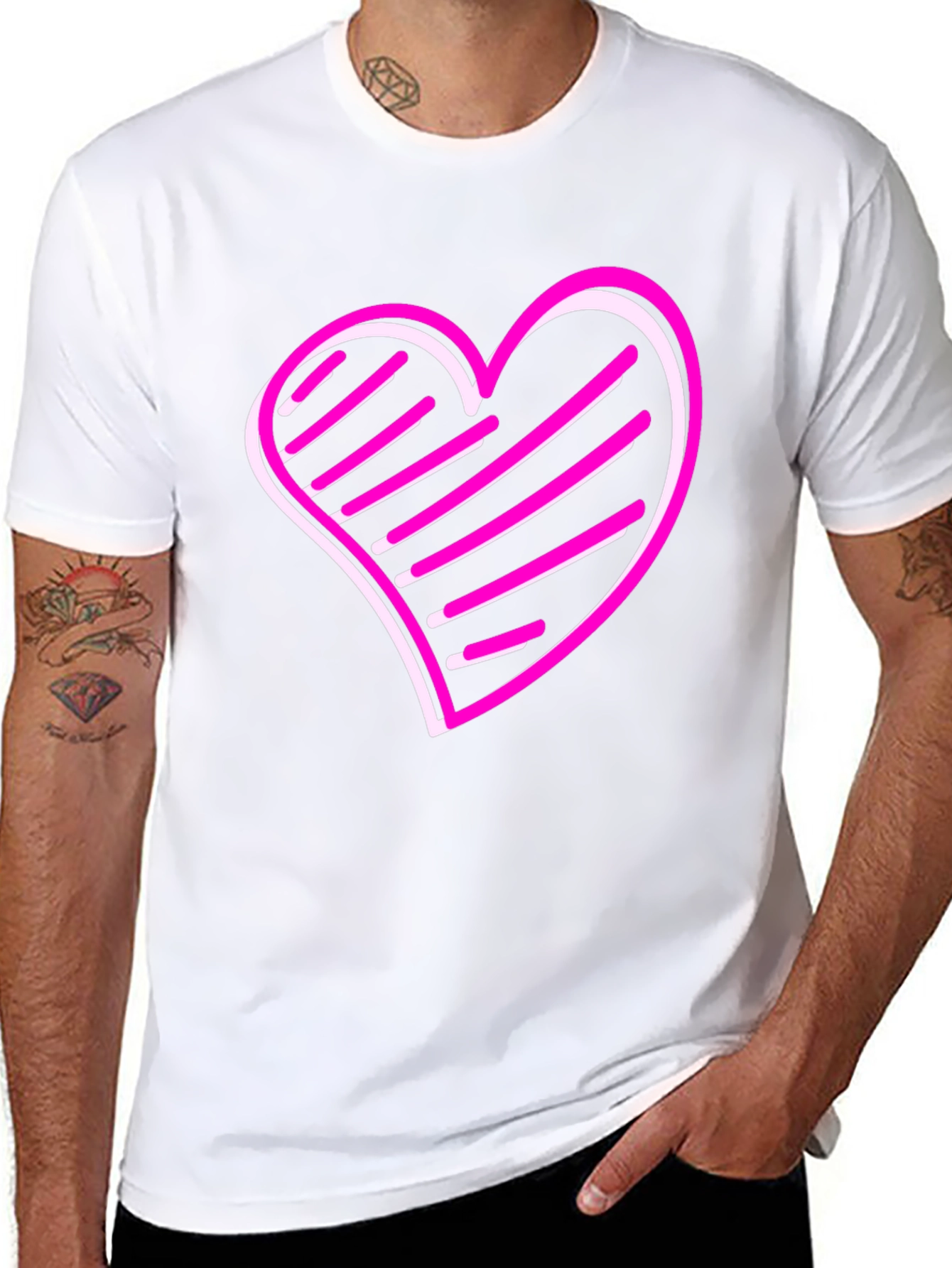Heart Graphic Print Black T-Shirt