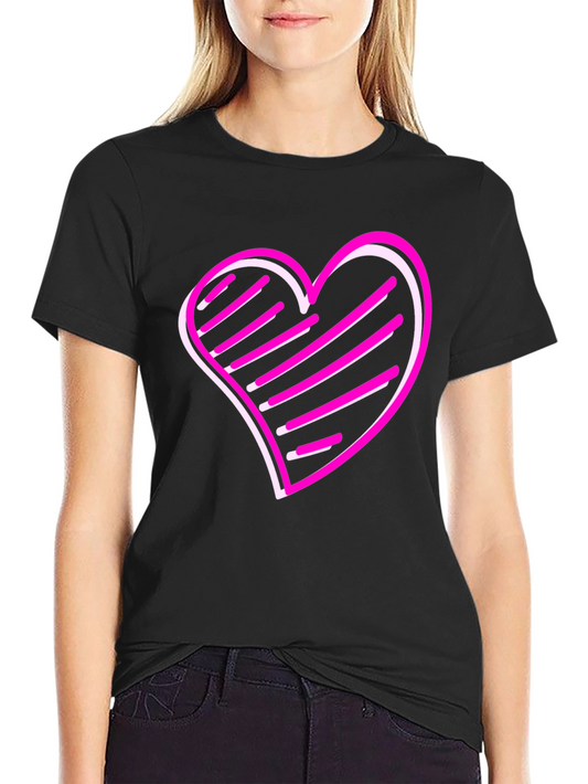 Heart Graphic Print Black T-Shirt