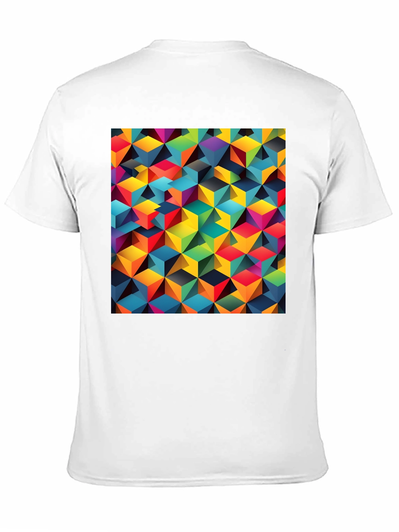 Geometric 3D Cube Pattern Black T-Shirt