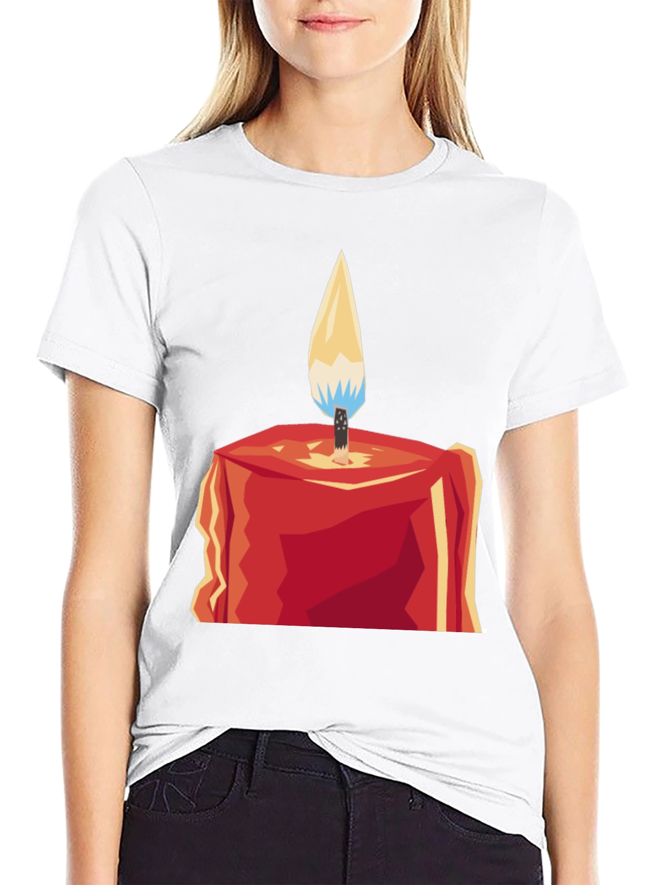 Geometric Candle Graphic Tee - Modern Style