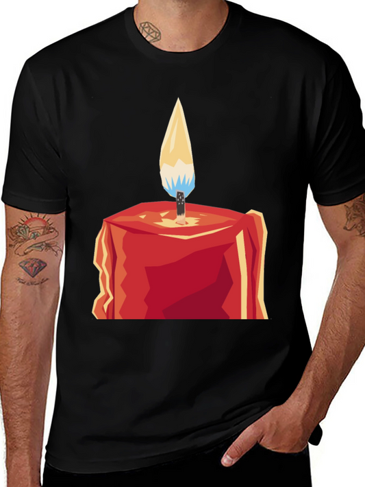 Geometric Candle Graphic Tee - Modern Style