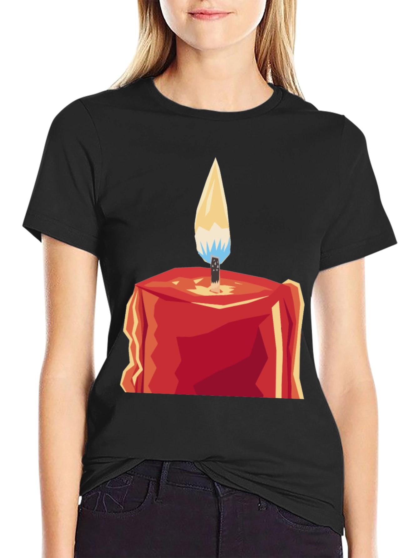 Geometric Candle Graphic Tee - Modern Style