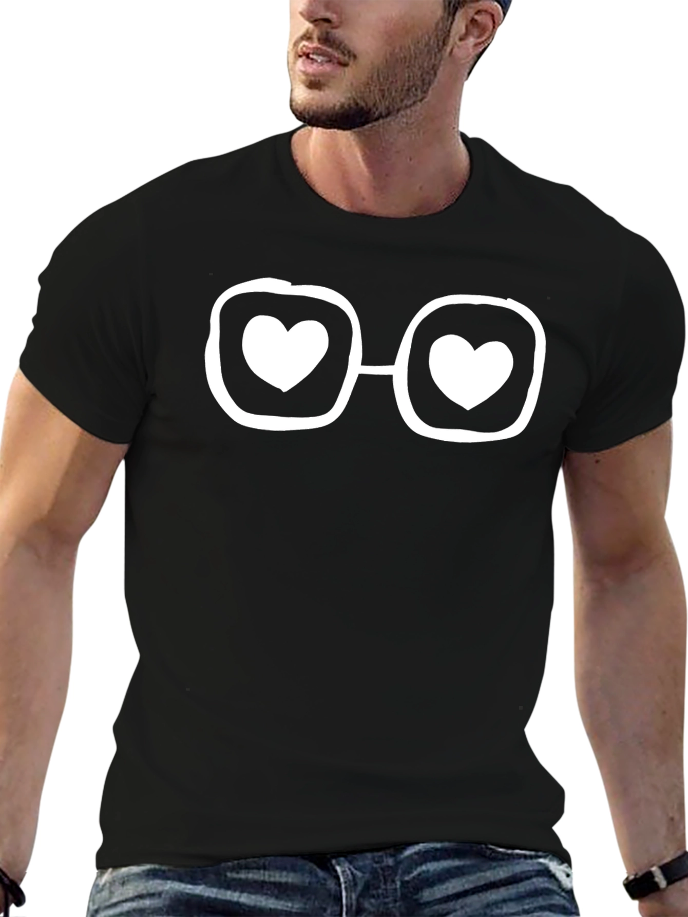Heart Glasses Graphic Tee - Trendy Unisex T-Shirt