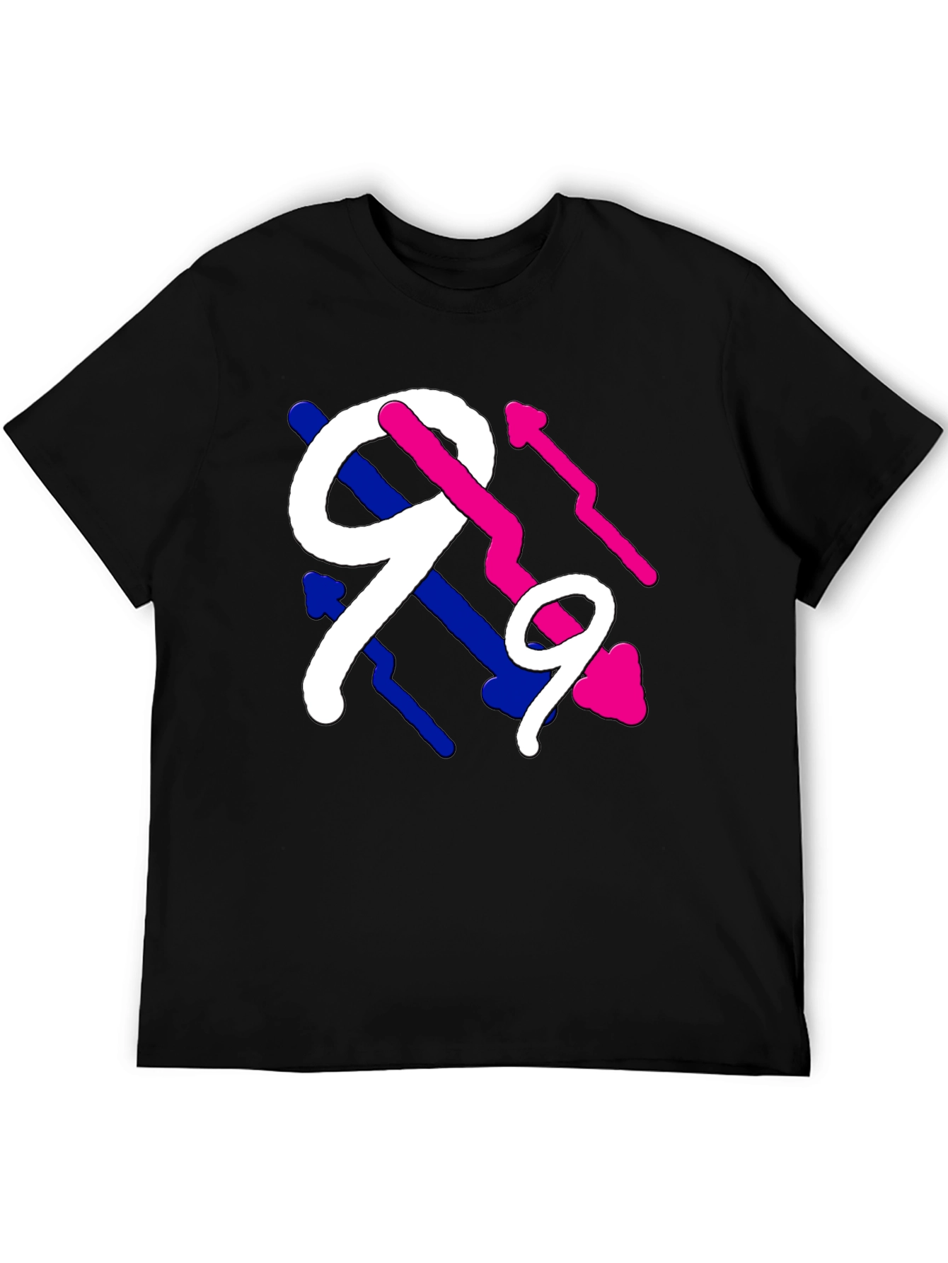 Abstract Number Graphic Tee - Black