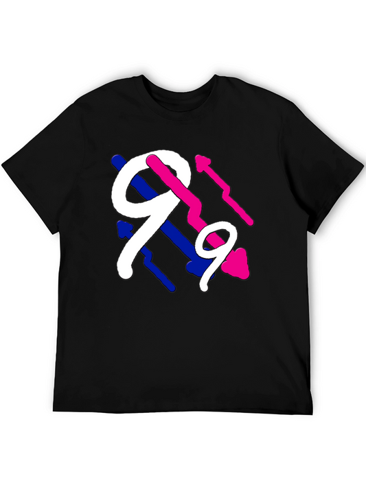Abstract Number Graphic Tee - Black