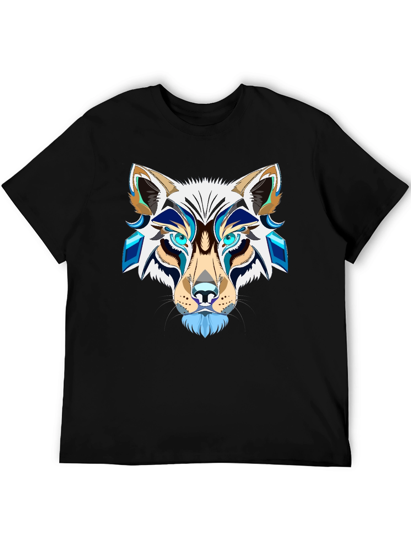 Abstract Wolf Graphic Tee - Mens Black T-Shirt