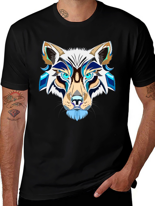 Abstract Wolf Graphic Tee - Mens Black T-Shirt