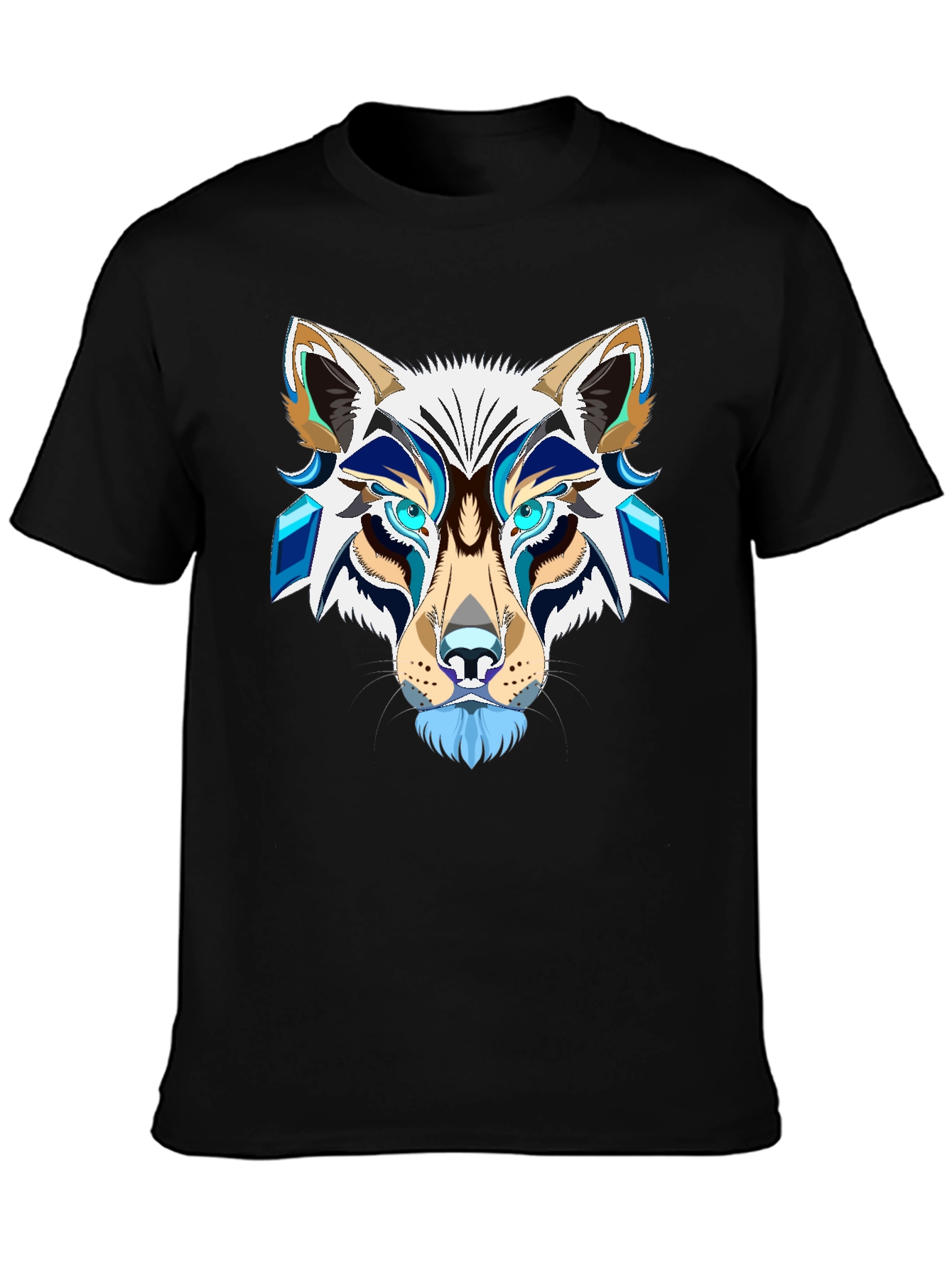 Abstract Wolf Graphic Tee - Mens Black T-Shirt