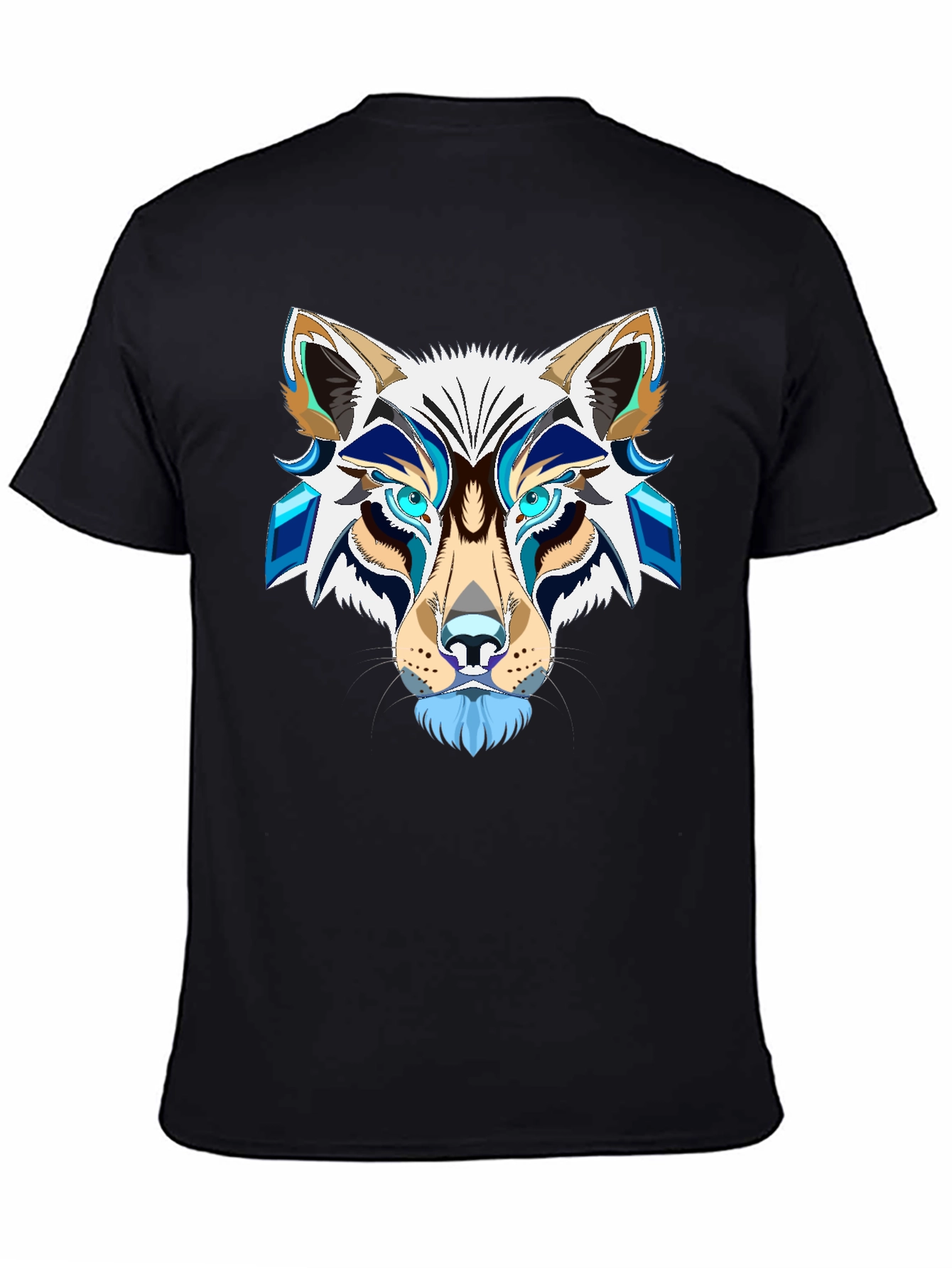 Abstract Wolf Graphic Tee - Mens Black T-Shirt