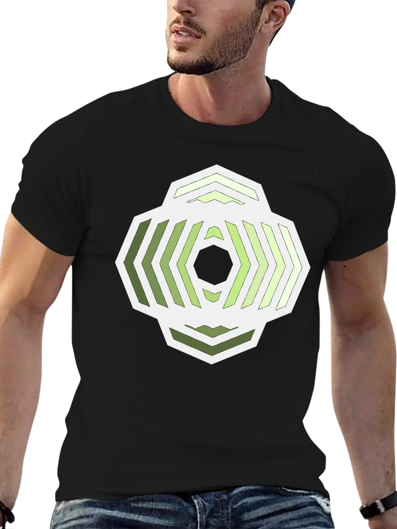 Geometric Pattern Black T-Shirt - Modern Style