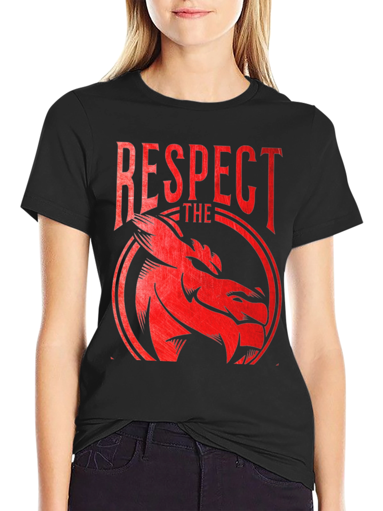 Respect the Dragon Graphic Tee - Black Cotton