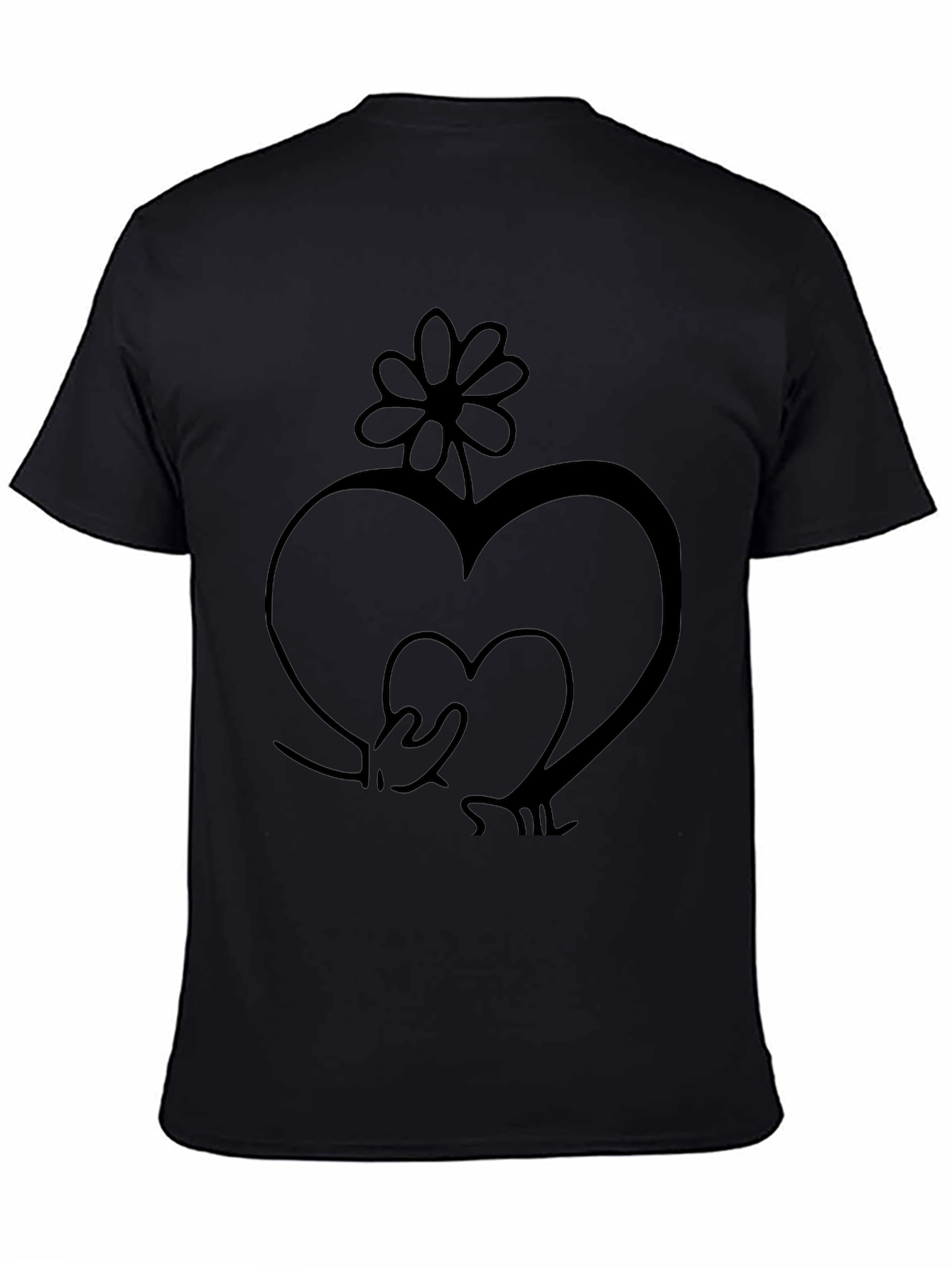 Heart Flower Graphic Tee - Stylish Black T-Shirt