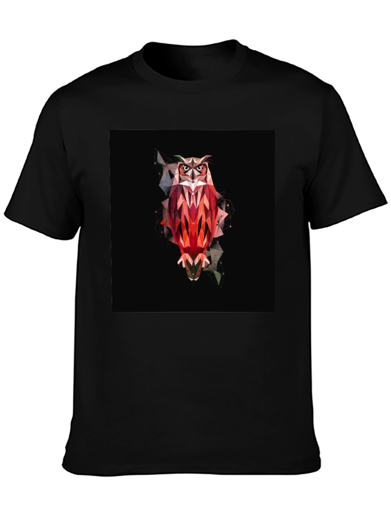 Geometric Owl Graphic Black T-Shirt