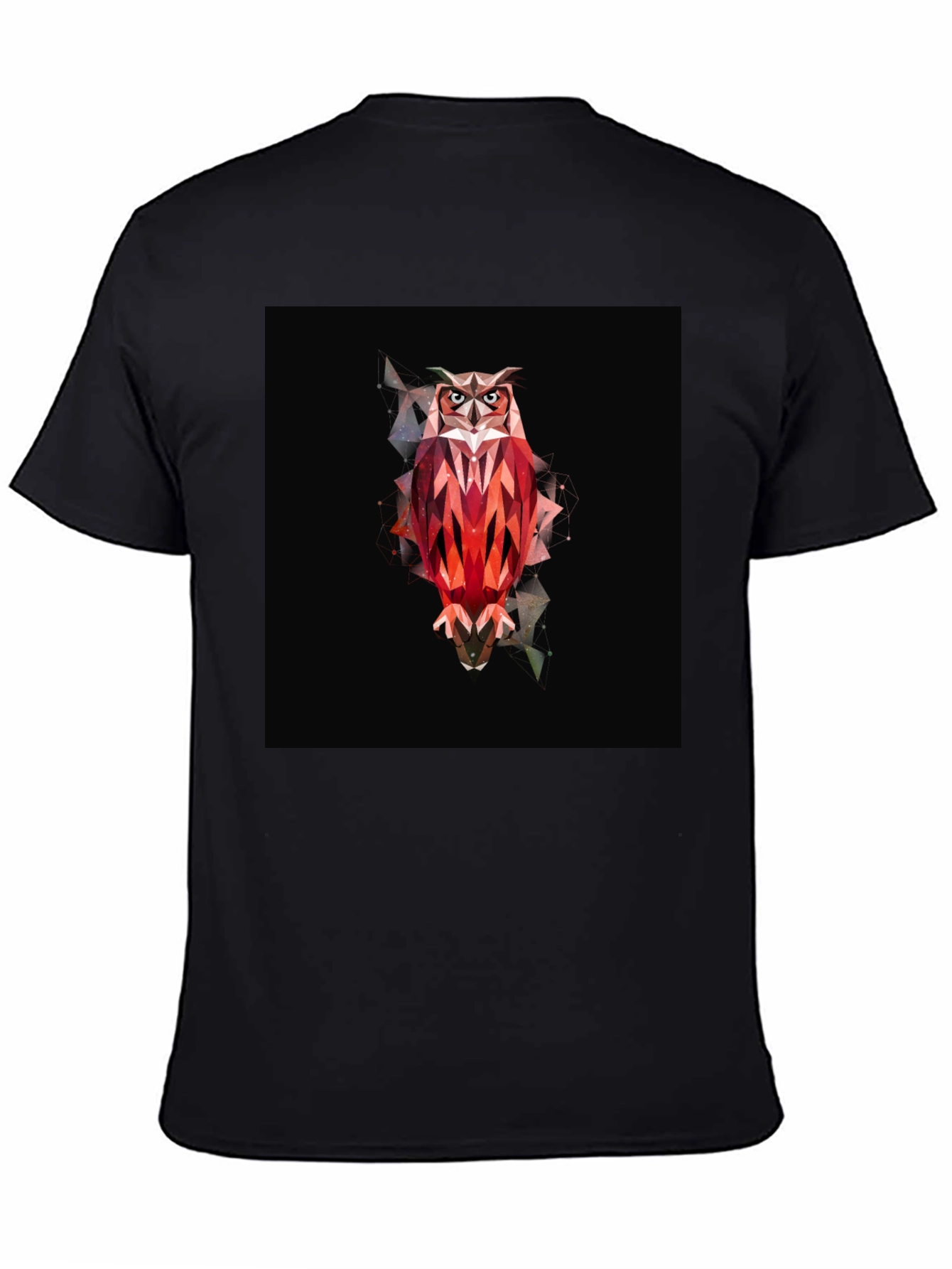 Geometric Owl Graphic Black T-Shirt