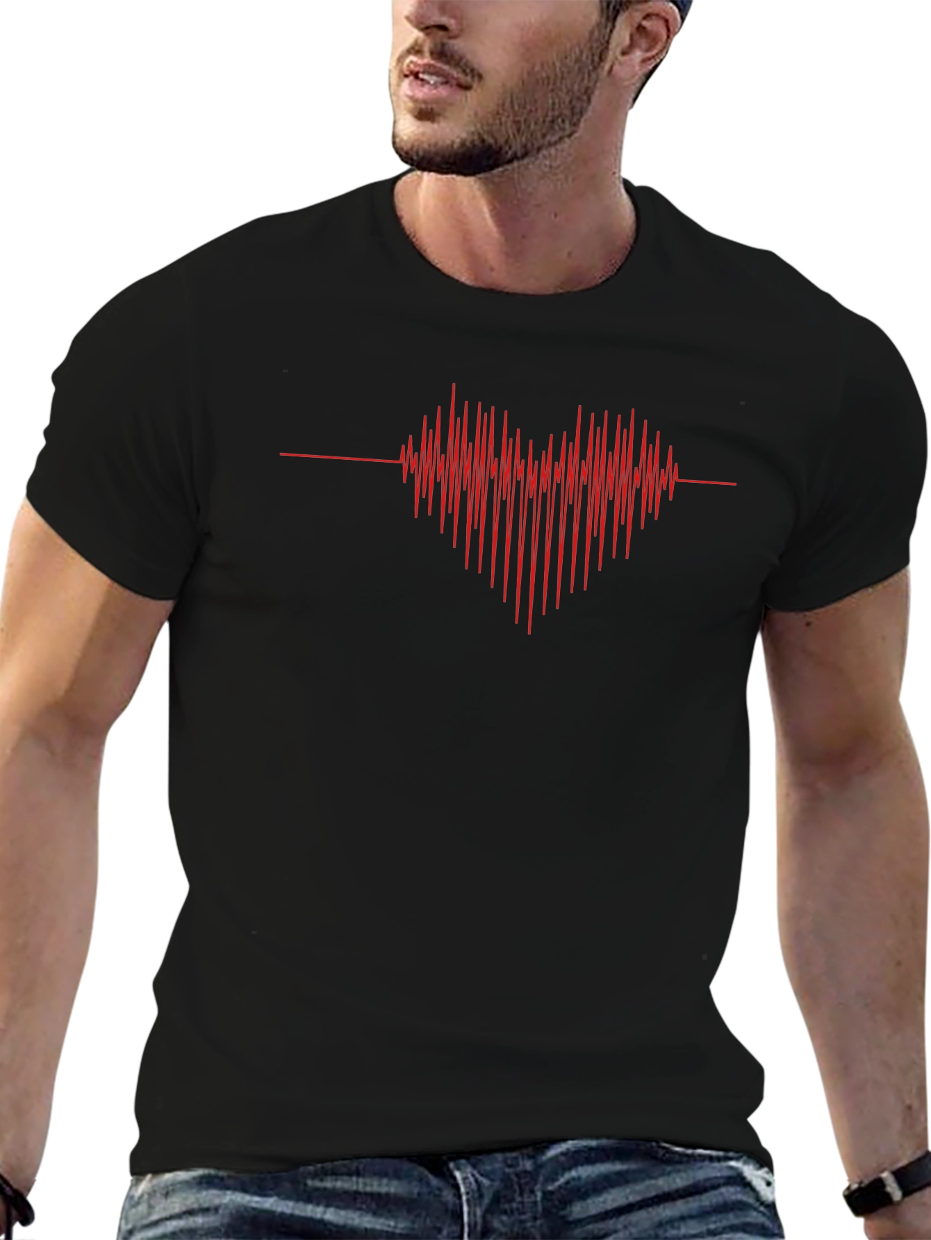 Heartbeat Love Black T-Shirt
