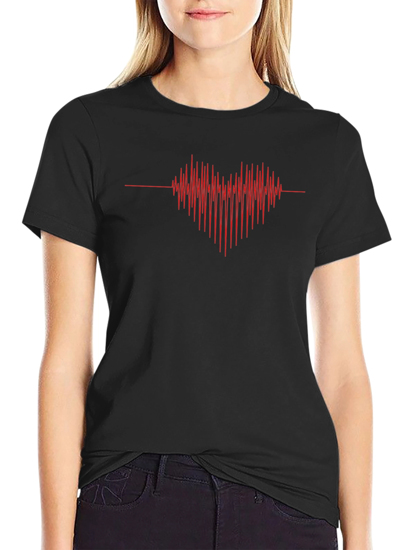 Heartbeat Love Black T-Shirt