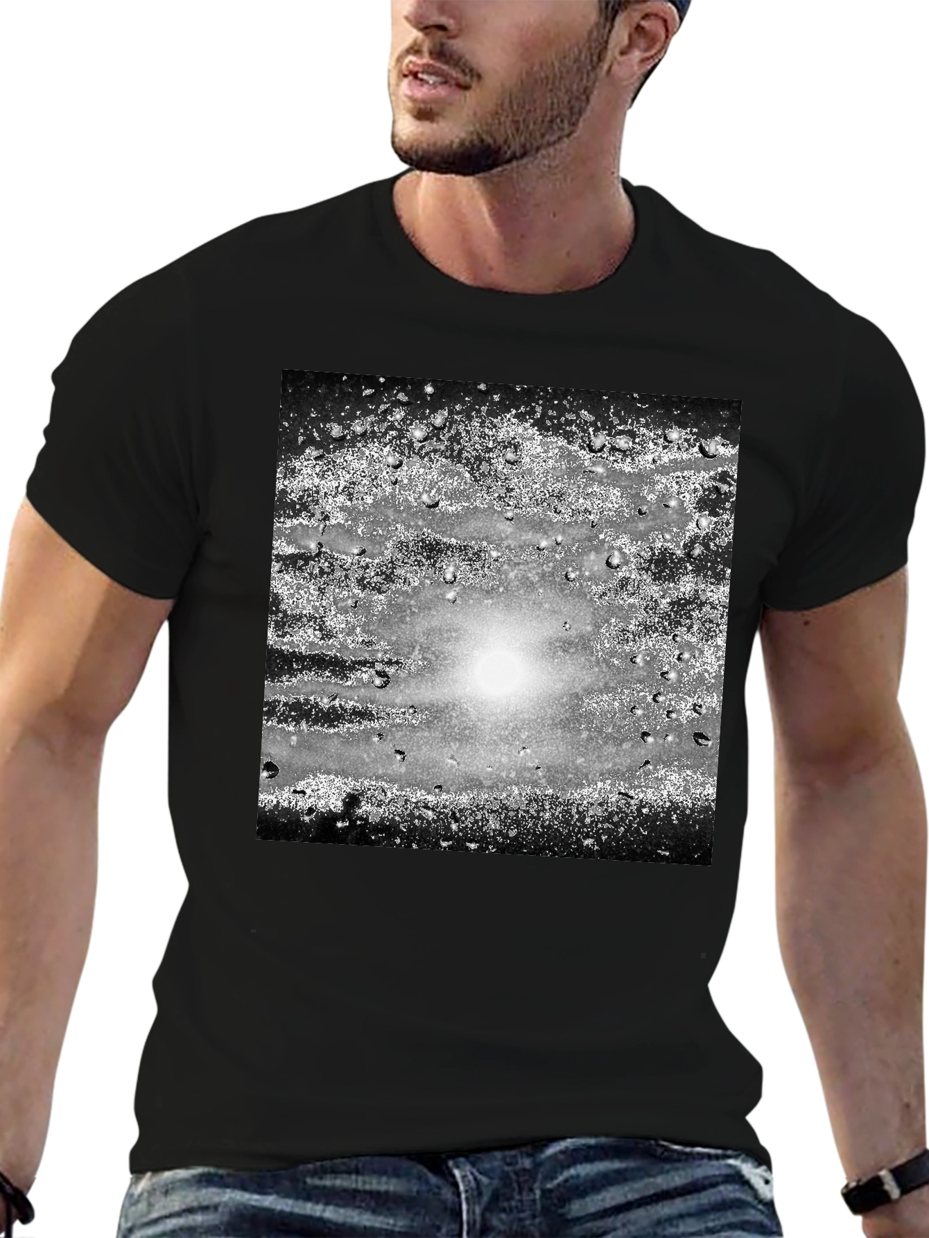 Abstract Graphic Print Black Crew Neck T-Shirt