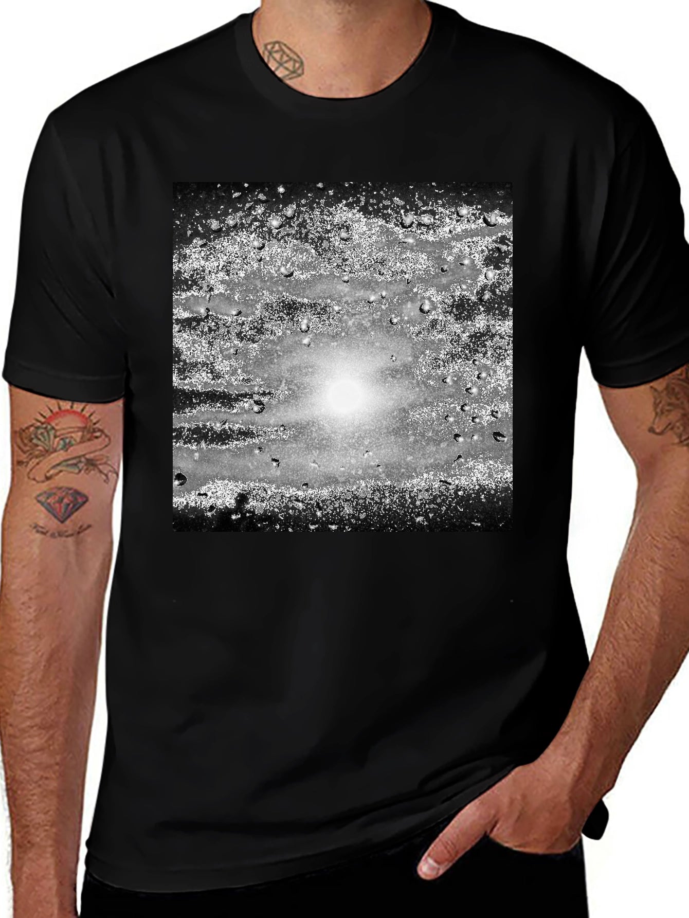 Abstract Graphic Print Black Crew Neck T-Shirt
