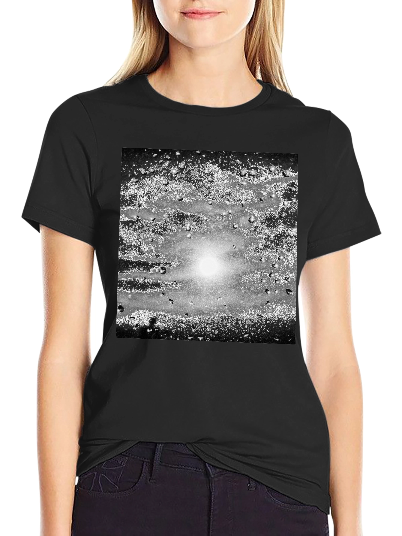 Abstract Graphic Print Black Crew Neck T-Shirt