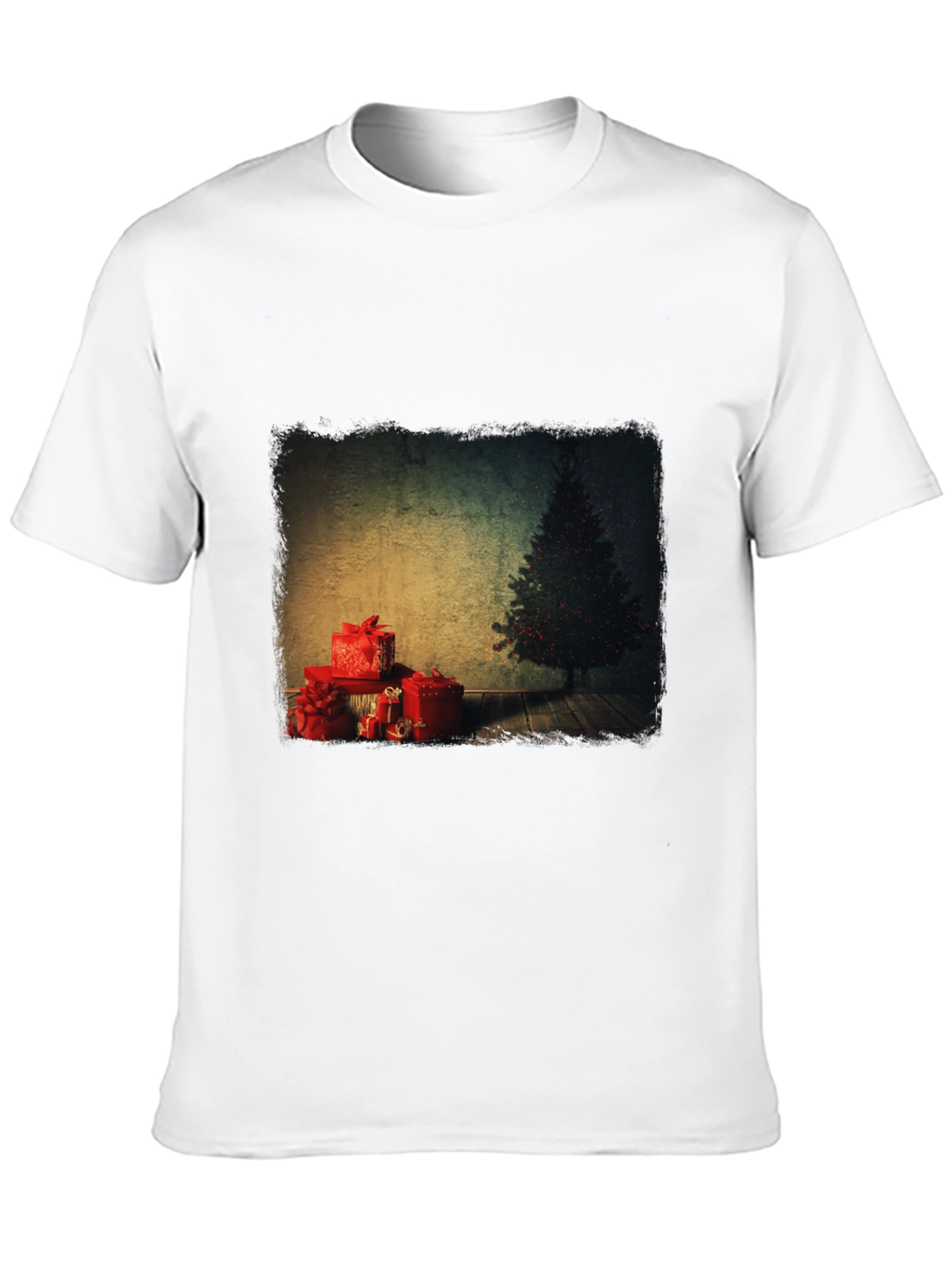 Christmas Tree & Presents Graphic Tee - Black