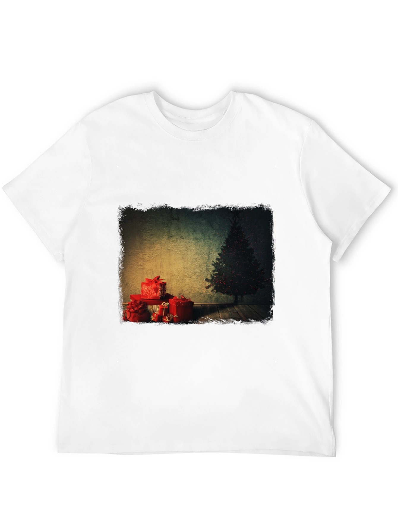 Christmas Tree & Presents Graphic Tee - Black