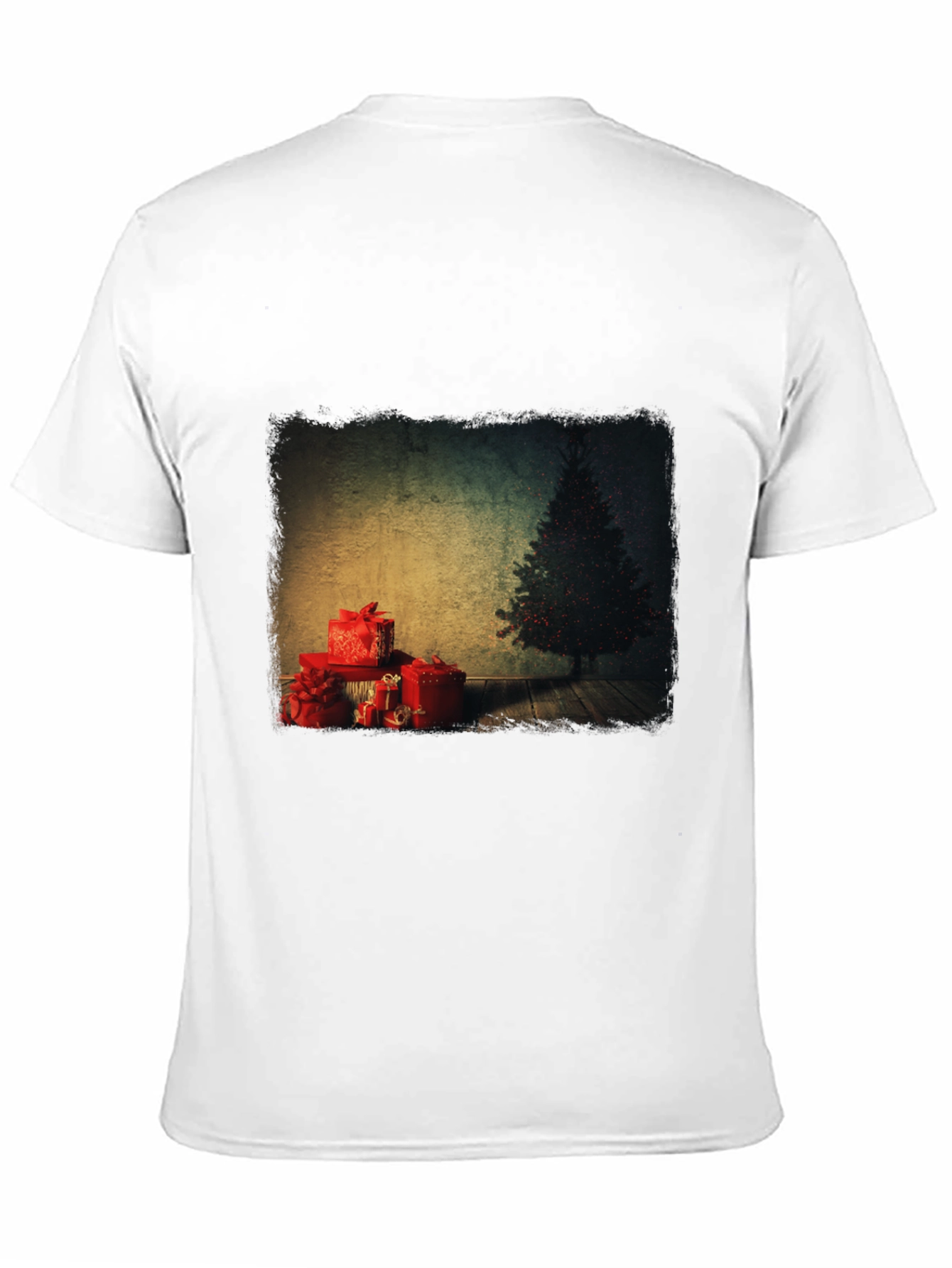 Christmas Tree & Presents Graphic Tee - Black