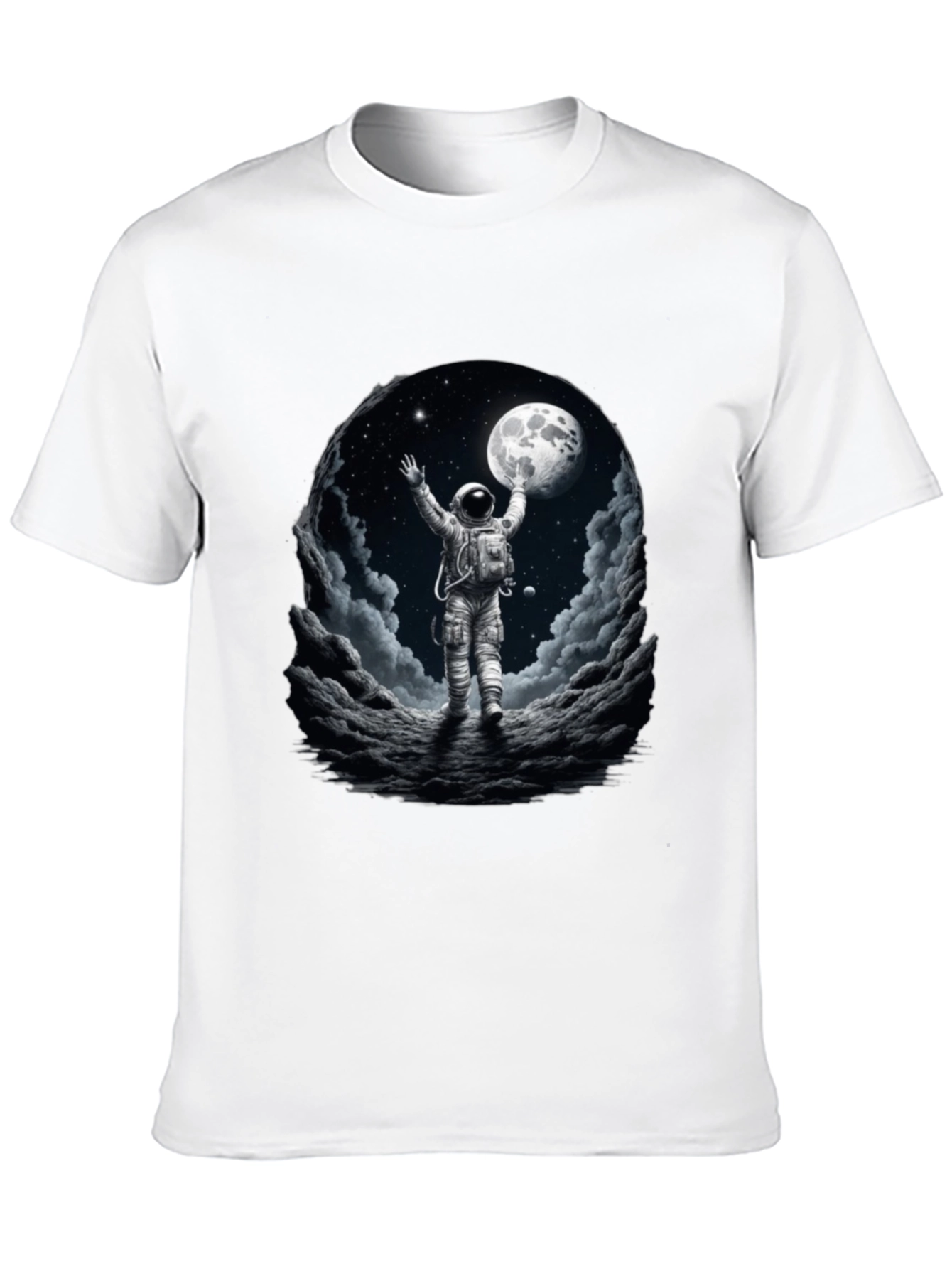 Astronaut Moon Landing Graphic Tee - Black