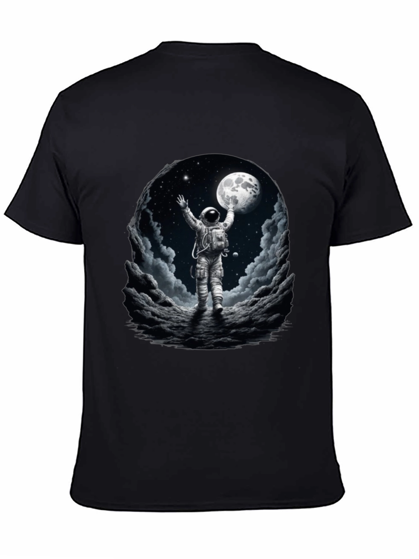Astronaut Moon Landing Graphic Tee - Black