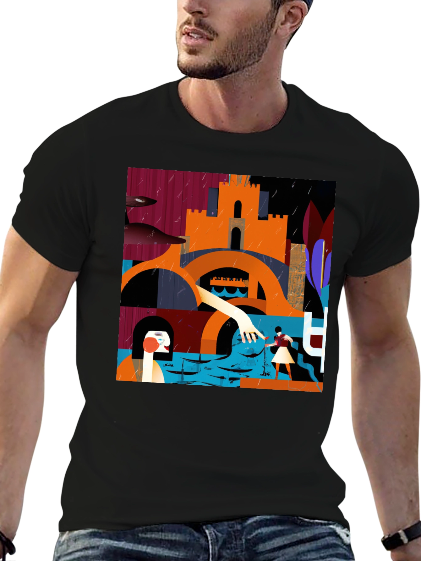 Abstract Art Graphic Print Crew Neck Tee