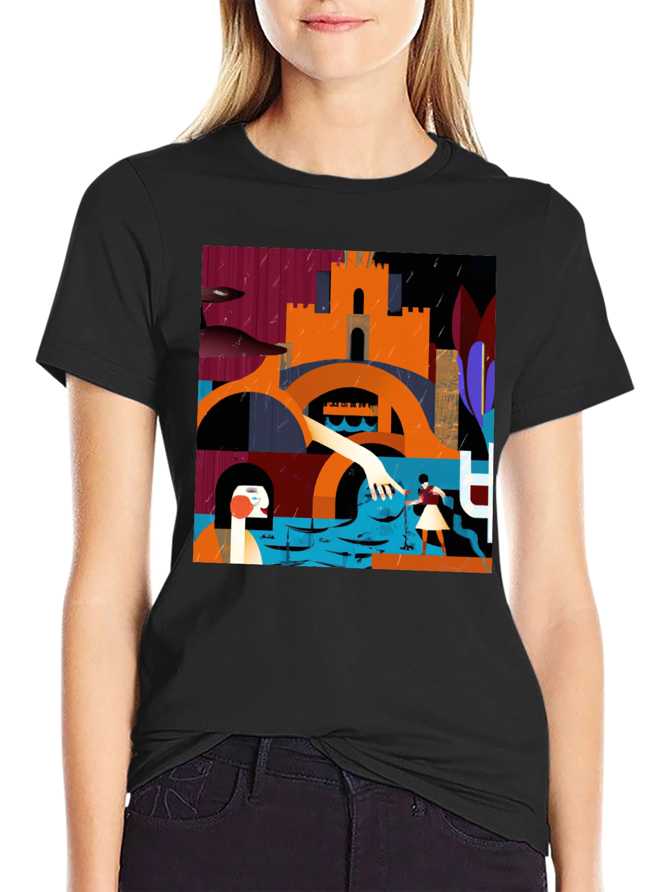 Abstract Art Graphic Print Crew Neck Tee