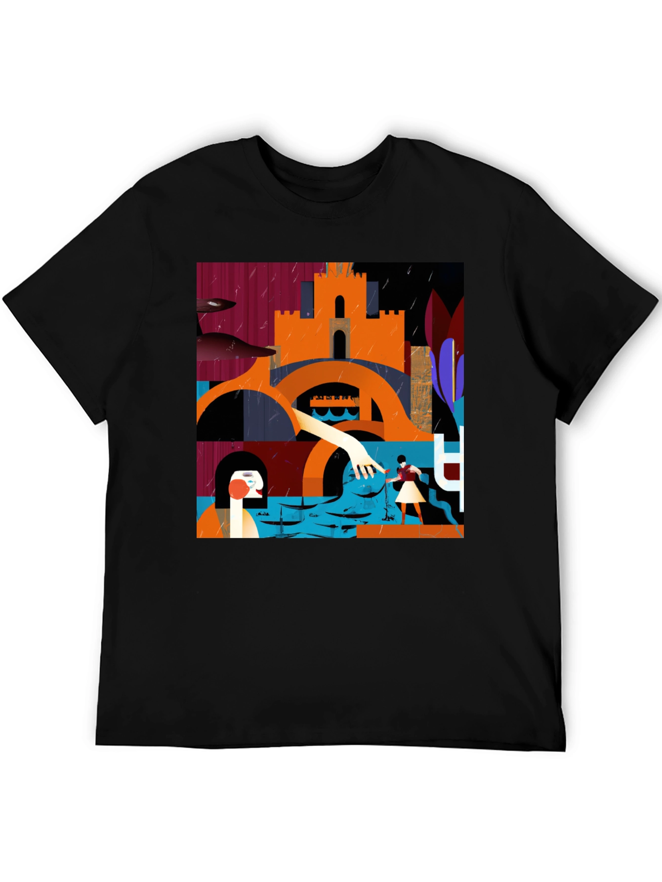 Abstract Art Graphic Print Crew Neck Tee