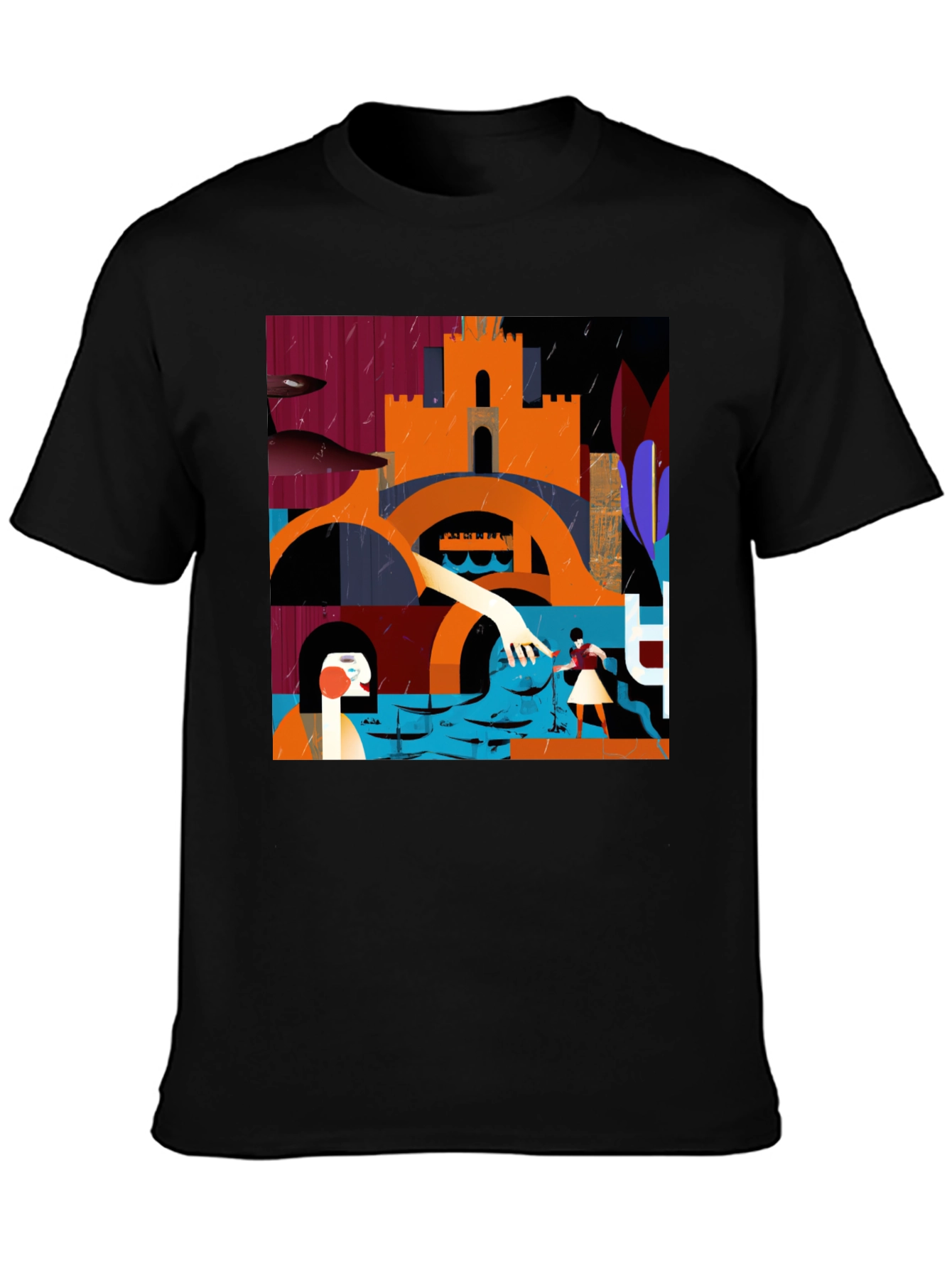 Abstract Art Graphic Print Crew Neck Tee