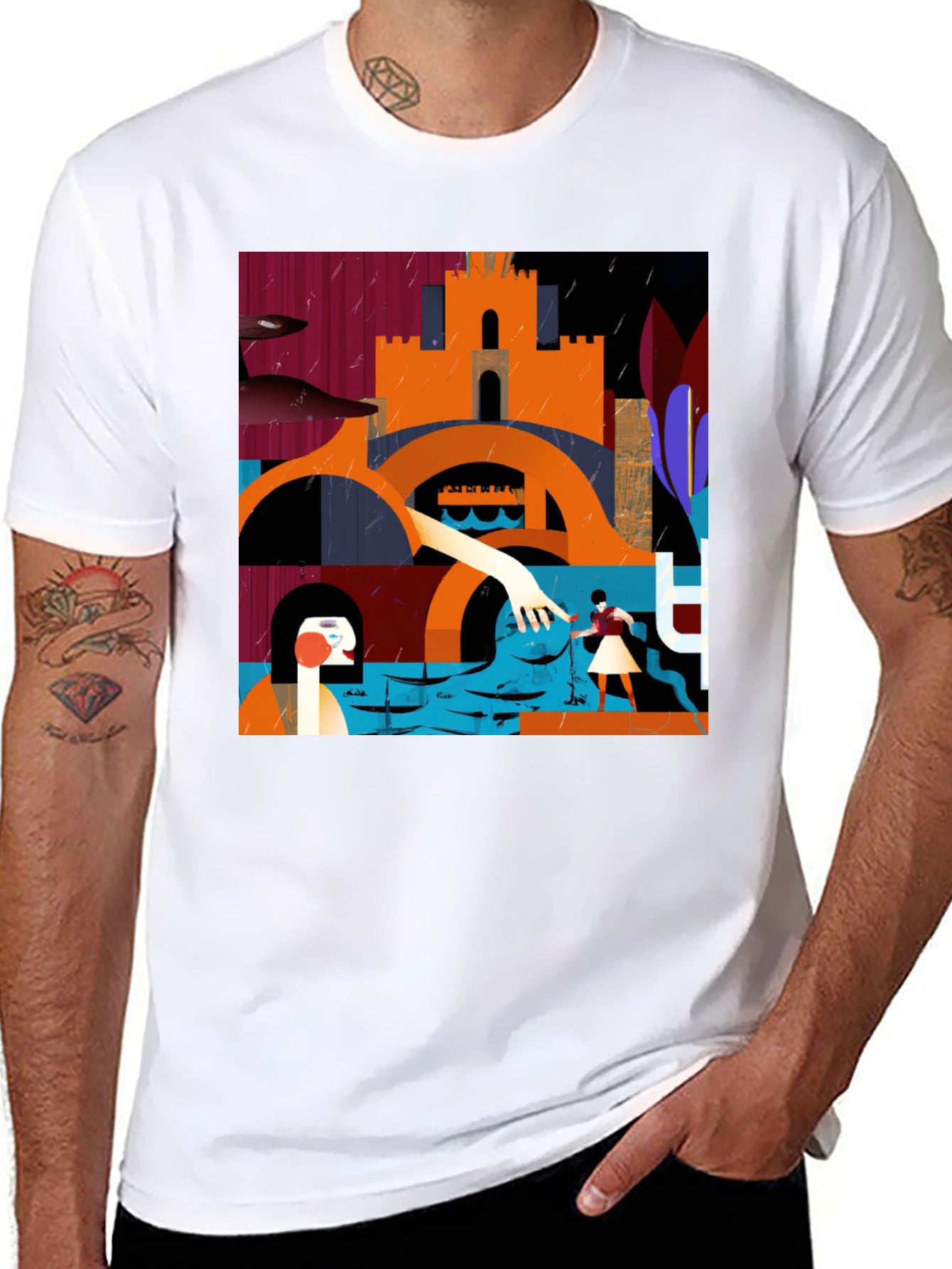 Abstract Art Graphic Print Crew Neck Tee