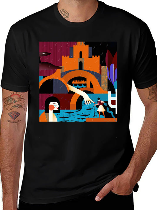 Abstract Art Graphic Print Crew Neck Tee