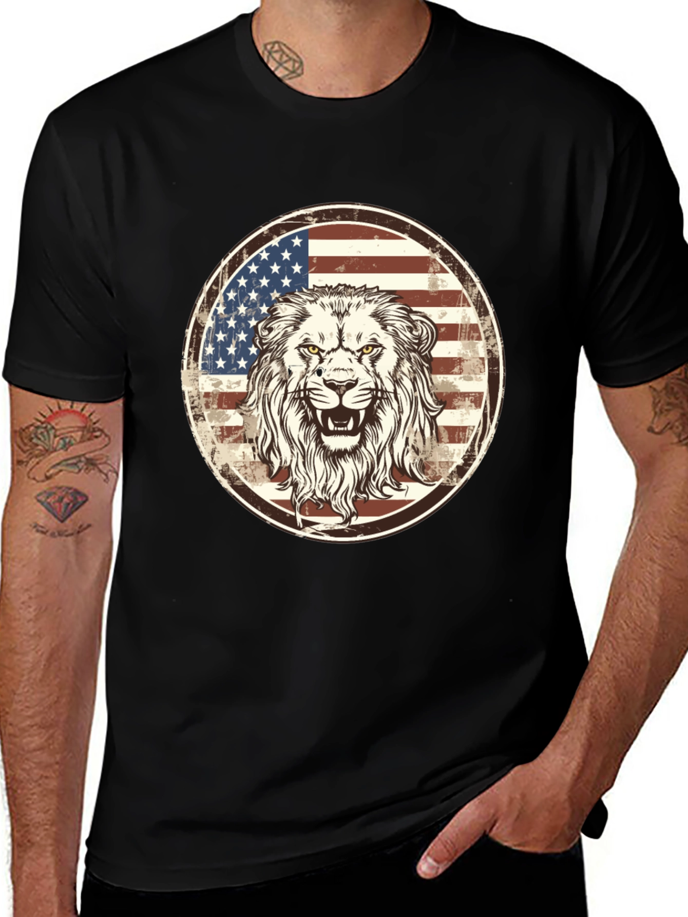 American Lion Graphic Tee - Patriotic Style