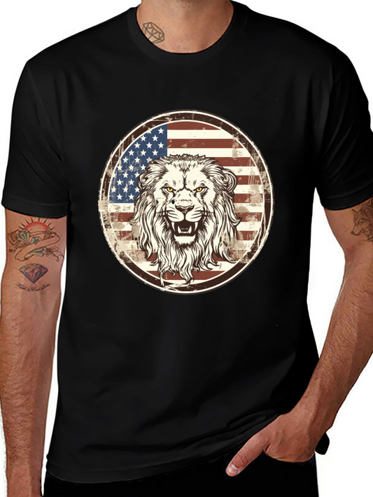 American Lion Graphic Tee - Patriotic Style