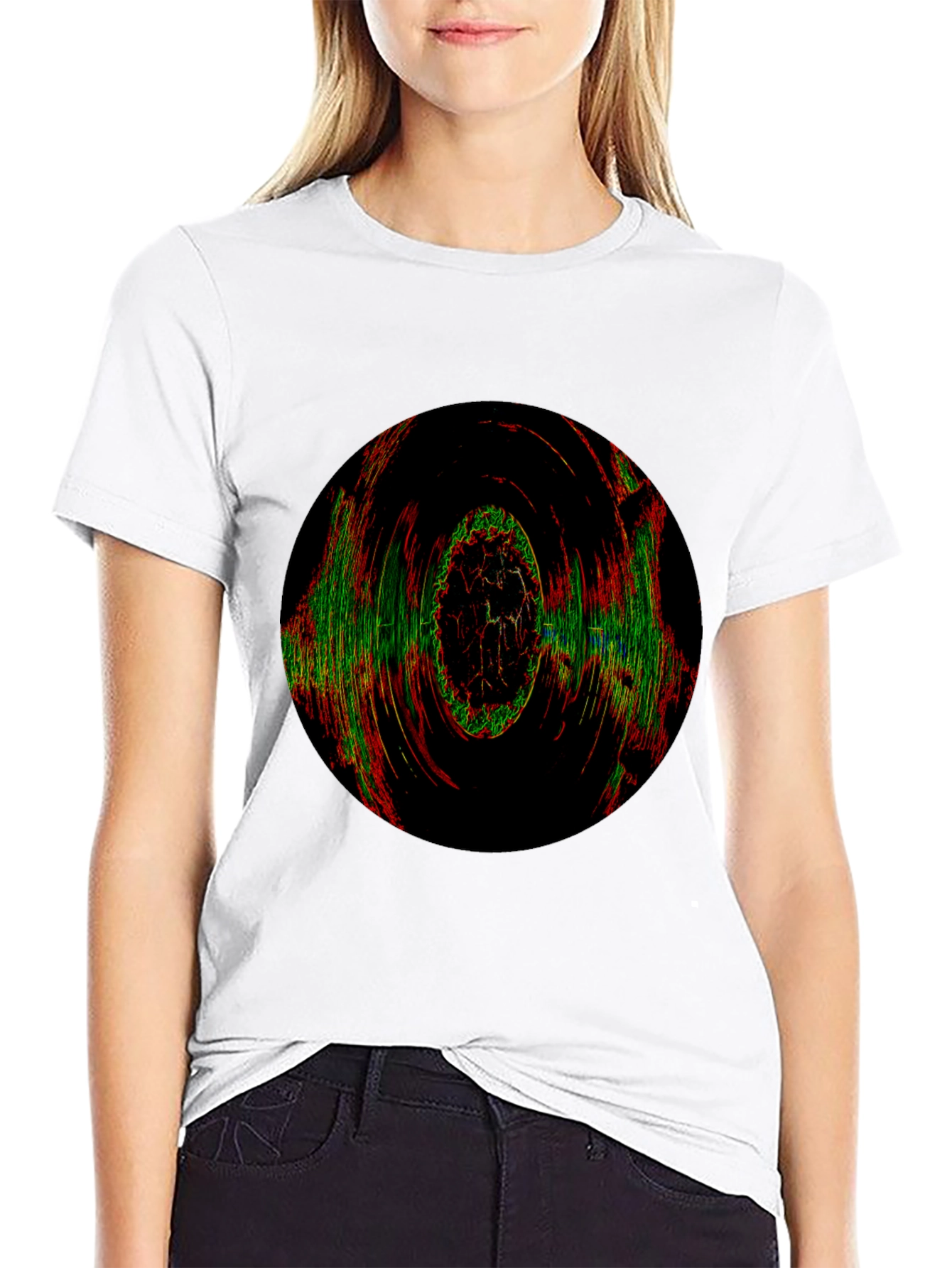 Abstract Circle Graphic Print Black T-Shirt